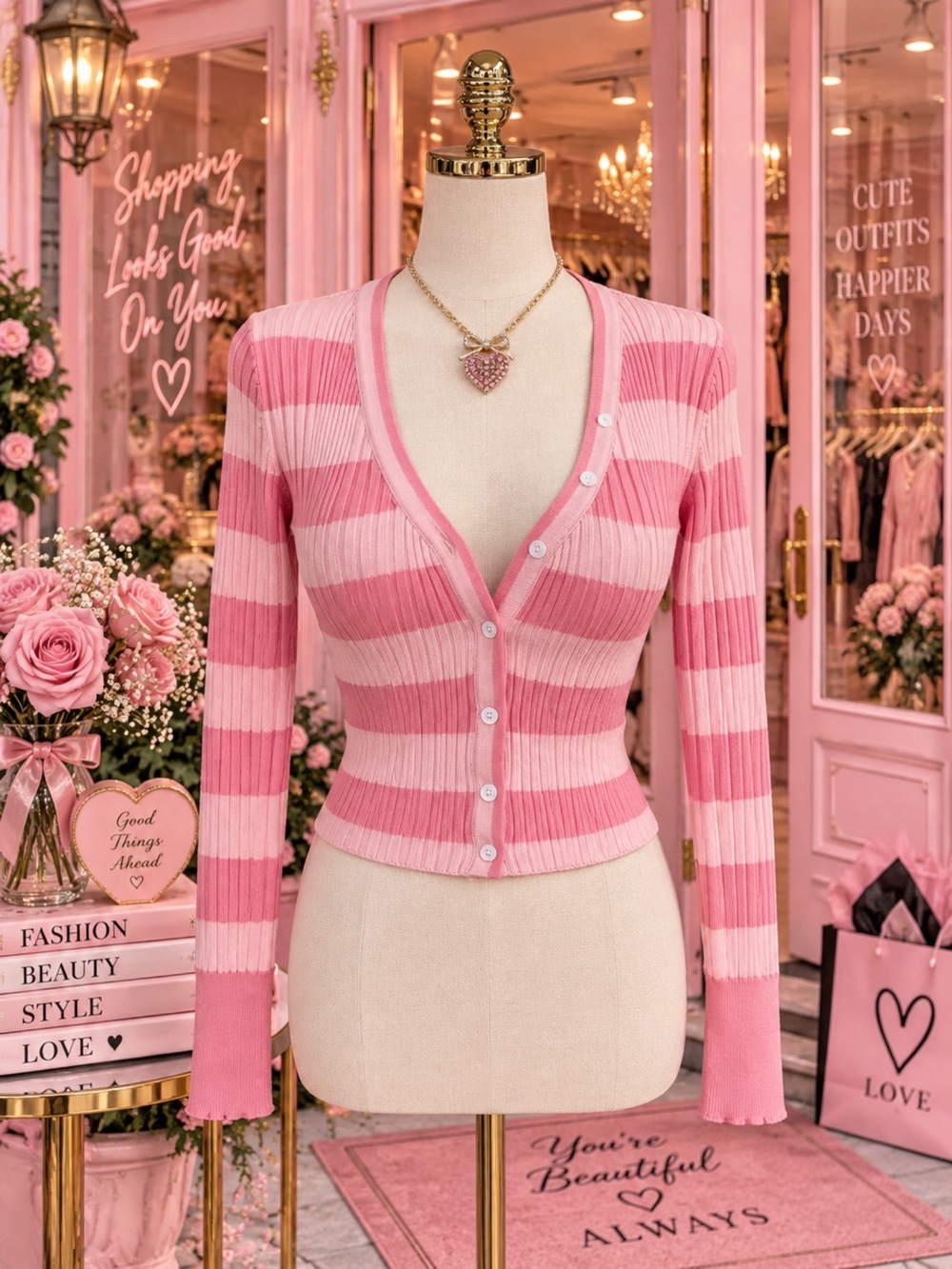 Vintage Y2K vibes Pink Striped Women's Top